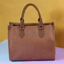 RIJAC Cocoa Haven Brown Leather Woven Handbag-image-80
