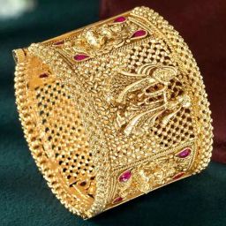 Peora Gold Plated Single Piece Openable Bangle-0