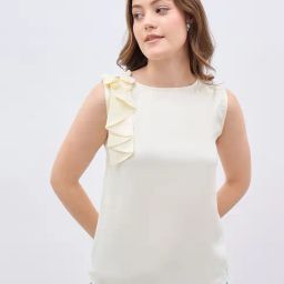 Styli Off White Polyester Self Design Top-image-45