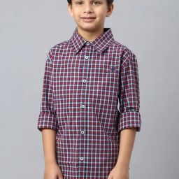 Beverly Hills Polo Club Kids Red & Blue Checks Full Sleeves Shirt-image-32