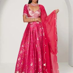 Ancestry Fuchsia Embroidered Dupatta-6
