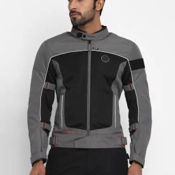 Royal Enfield Explorer V4 Pro Grey Regular Fit Biker Jacket-image-39
