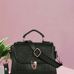 SPOTIC Women Textured Structured Leather Satchel Bag-5
