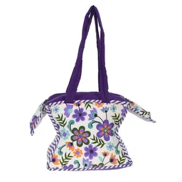 Kuber Industries Floral Printed Structured Tote Bag with Fringed image 3