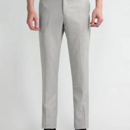 Arrow Light Grey Slim Fit Texture Trousers-image-84