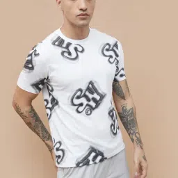 Smileyworld White Cotton Regular Fit Printed T-Shirt-picture-20