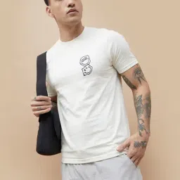 Smileyworld White Cotton Regular Fit Printed T-Shirt-picture-42