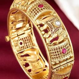 Peora Gold Plated Motif Thick Single Piece Openable Bangle-image-72