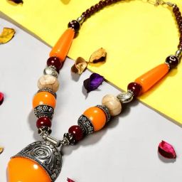 Imli Street Orange Beaded Necklace-image-27