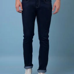 Crimsoune Club Navy Blue Blended Slim Fit Solid Jeans-picture-47