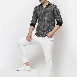 allan peter Men Classic Opaque Checked Casual Shirt-image-72