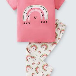 Nite Flite Kids Pink & White Cotton Printed Top Set-image-81