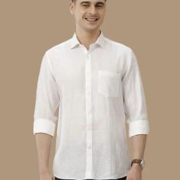 Linen Club White Linen Contemporary Fit Shirt-image-90