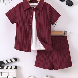 BAESD Boys Striped Short Sleeves Shirt And T-shirt With Shorts-12