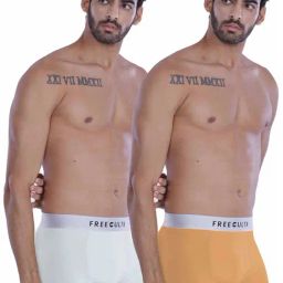 Freecultr Frost Grey & Flamingo Orange Comfort Fit Trunks - Pack of 2-image-64