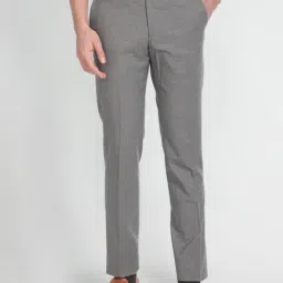 Arrow Brownish Cotton Slim Fit Self Pattern Trousers-picture-36