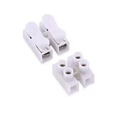Rpi Shop 2 Way Push Wire Connector & 2 Way Terminal Barrier Block 2 Position Pack of 40 (White)-45