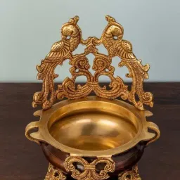 Ekaa Handicrafts Brass Peacock Urli-picture-31