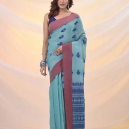 Arhi Sea Green Cotton Polyblend Woven Design Saree with Unstitched Blouse-image-69