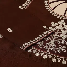 PEENGAX Floral Yoke Design Regular Thread Work Kurta With Trousers And Dupatta image 5