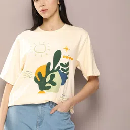 DILLINGER Women Graphic Printed Embossed Oversized T-shirt-image-72