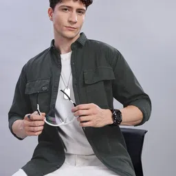 FOUL CHILD Cotton Denim Casual Shirt-image-14