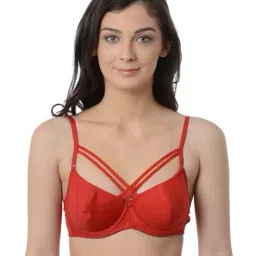 Da Intimo Red Under Wired Non Padded Demi Cup Bra-image-52
