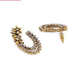 Zaveri Pearls Clear & Golden Alloy Dangler Earrings-10