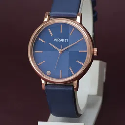 VIRAKTI Women Embellished Dial & Leather Wrap Around Straps Analogue Watch G-08-BLUE-28-40