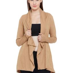 Hypernation Khaki Cotton Shrug-image-84