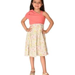 LilPicks Kids Pink & White Printed Dress-image-80