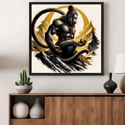 999Store Off White & Black Canvas Hanuman Religious Wall Art-image-40