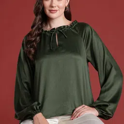All About You Formals Satin Finish Tie-Up Neck Top-image-86