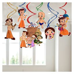 Zyozi Chhota Bheem Hanging Swirls Ceiling Decorations for Birthday Chhota Bheem Theme Party Supplies Multicolour - Pack of 6-23