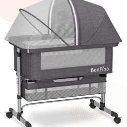 Bonfino Regal Crib Cum Bedside Bassinet - Grey-11
