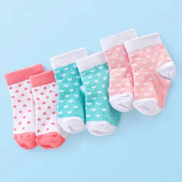 cute walk by babyhug Cutewalk By Babyhug Anti Bacterial Ankle Length Socks Floral Print Pack Of 3 - Blue & Pink-picture-18