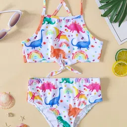 KIDLINGSS Sleeveless Animals Printed Swimsuit - White-picture-9