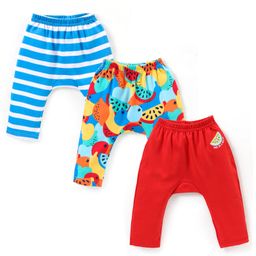 Babyhug Interlock Full Length Diaper Leggings Fruits Print Pack of 3 - Multicolour-image-9