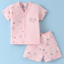 Pink Rabbit Single Jersey Knit Half Sleeves Shorts Set with Animal Print - Pink-image-63