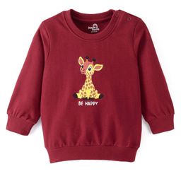 Doodle Poodle 100% Cotton Light Weigth Looper Knit Full Sleeves Giraffe Print - Savvy Red-picture-14