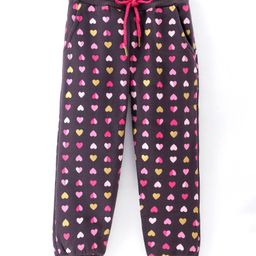 Smarty Girls Full Length Heart Print Fleece and Woolen Pants - Charcoal Grey-image-19