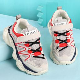 KIDLINGSS Mesh Detailed & Abstract Designed WIth Velcro Closure Sneakers - Red-image-52
