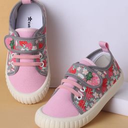 Cute Walk by Babyhug Casual Shoes with Velcro Closure Strawberry Print - Light Pink-image-73