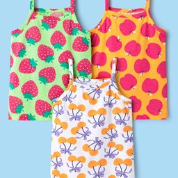 Babyhug 100% Cotton Singlet Tropical Theme Printed Slips Pack Of 3 - Dark Pink Green & Yellow-image-42