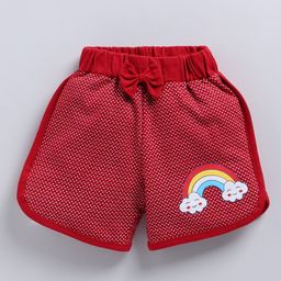 FUN A2Z Cotton Sinker Polka Dots & Rainbow Printed Shorts - Maroon-image-87