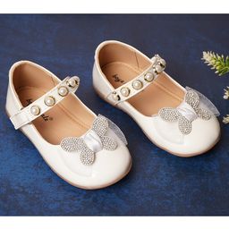 boyz n galz Stones Embellished Butterfly Applique Detailed Ballerinas - White-image-84