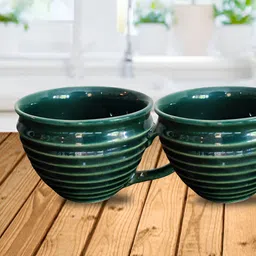 Clay Karma Green Ribbed Ceramic Dishwasher Safe Cups-image-31