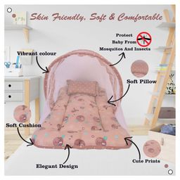 Babytoons New Born Baby Bedding Set Reversible Nest Mattress with Net Sleeping Bag (Brown, 0-12 Months) image 3