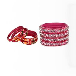 SOMIL Set Of 8 Multi Alloy Artificial Stones and Beads Antique Bangles-image-82
