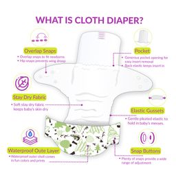 Bembika B Plus Printed Cloth Diapers With 2 Inserts - Green image 4